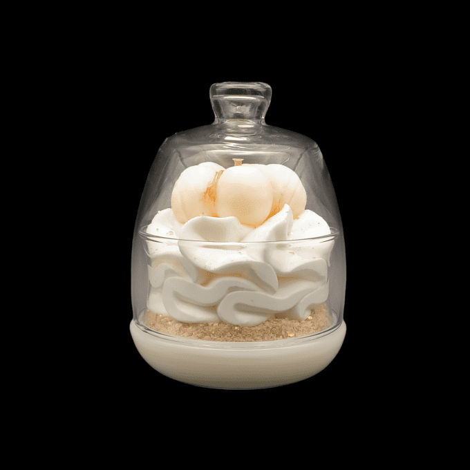 Bougie gourmande sous cloche parfum Fleur de coton